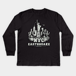 I Survived The NYC Earthquake // Vintage New York Design Kids Long Sleeve T-Shirt